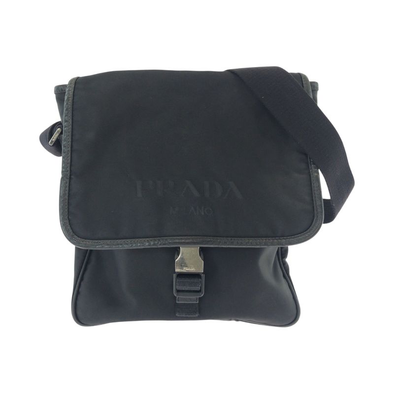 Prada Tessuto Logo Black Silver Hardware Nylon Va0770 Shoulder Bag Crossbody