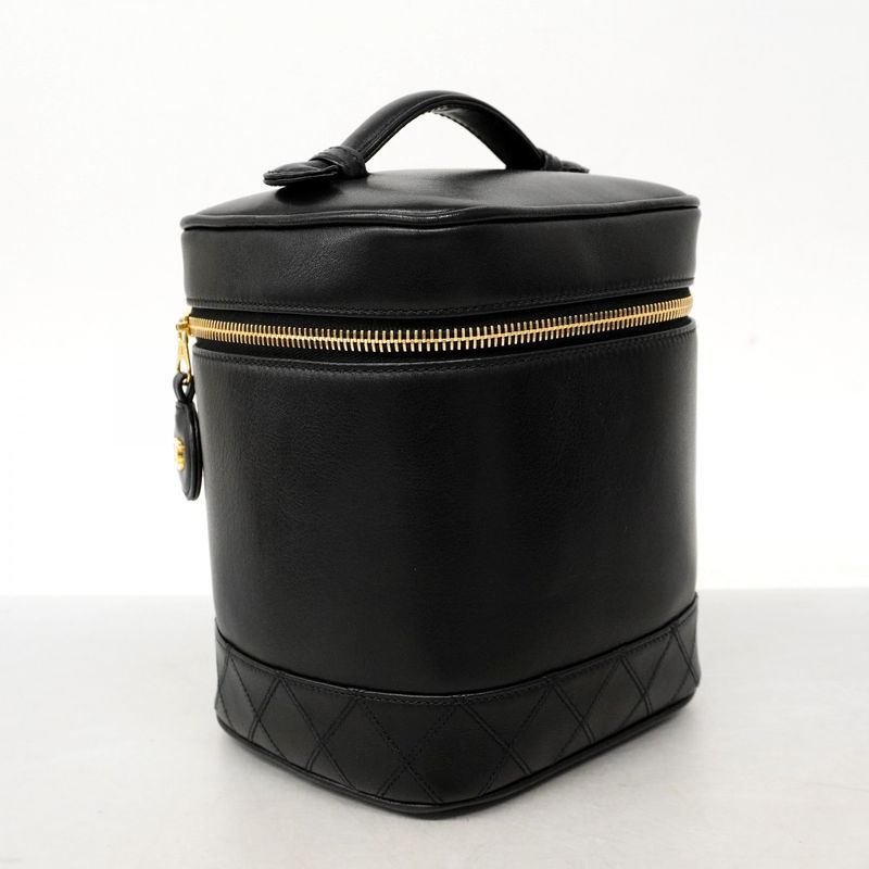 Chanel Vanity Bag Bicolore Lambskin Black Gold Hardware Women