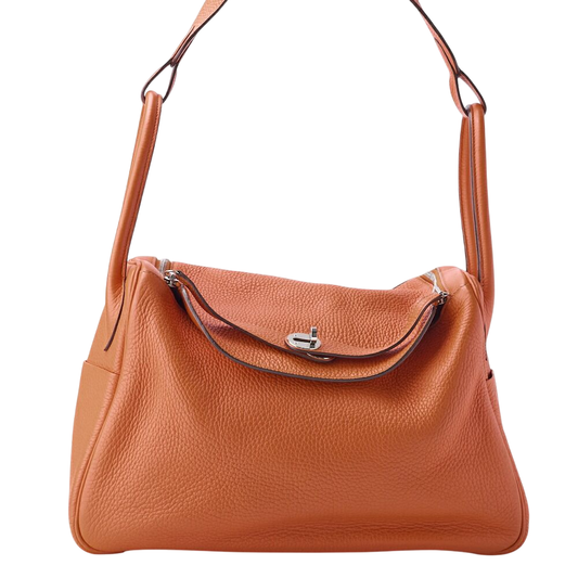 Hermes Lindy 34 Shoulder Bag Taurillon Clemence Orange Poppy Orange Poppy