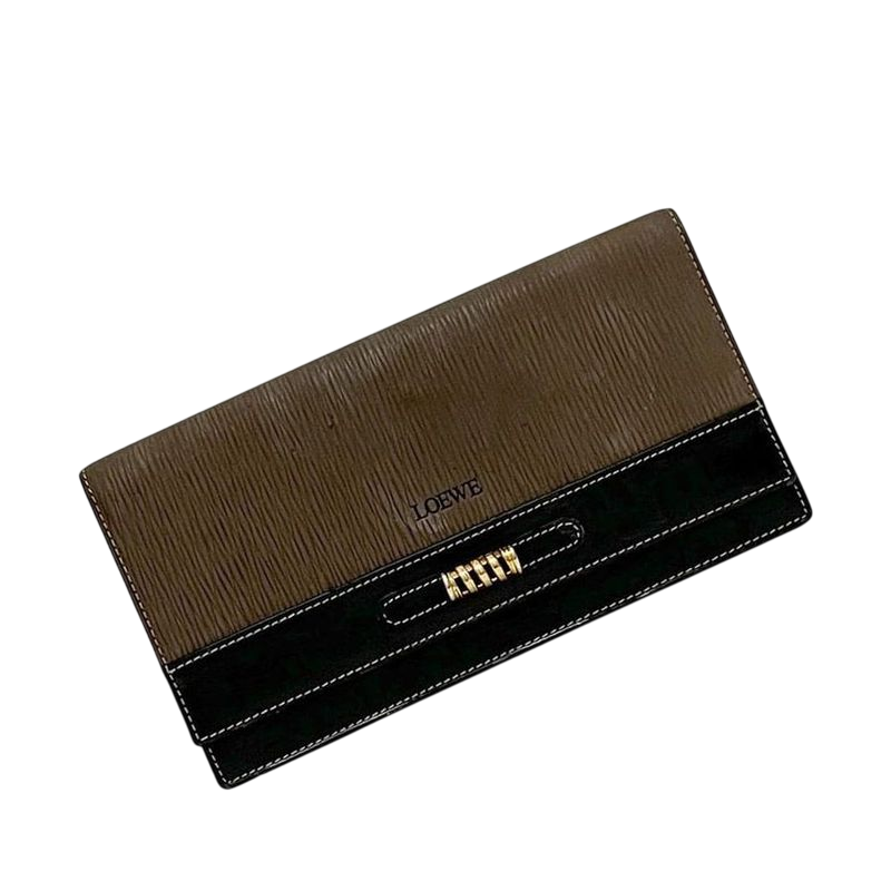 Loewe Fold Long Wallet Brown Black Velazquez Wallet Leather Preowned