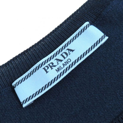 Prada 2023 P2401l Silk Cotton Logo Crew Neck Short Sleeve Knit Sweater Light