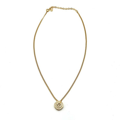 Christian DIOR Necklace CD Rhinestone Gold Color Approx 7g Accessories M1993