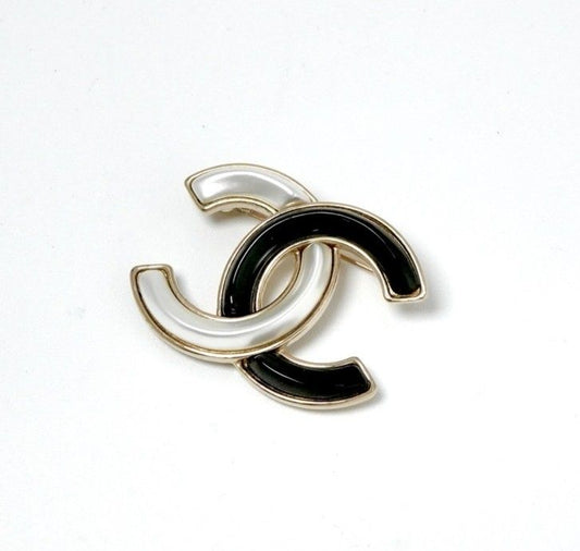 Chanel Brooch Corsage Gold Black Here Mark Bicolor