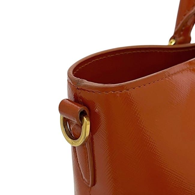 Prada 2 Way Bag Orange Excellent Condition Patent Leather Preowned 103