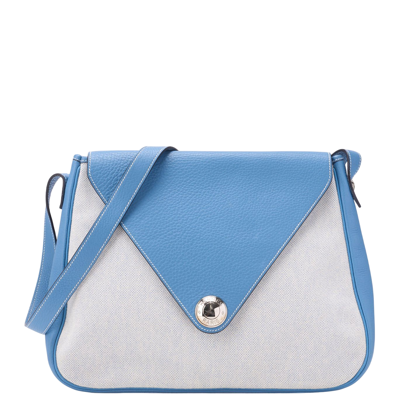 Hermes Christine Shoulder Bag Toile Ash Buffalo Blue Jean (silver Hardware)