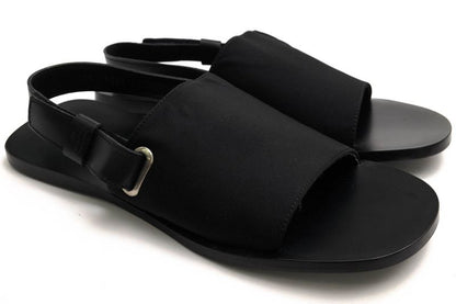 Gucci Sandals Shoes Men Nylon Leather Genuine Black 116 1092 Sandalo Tessuto