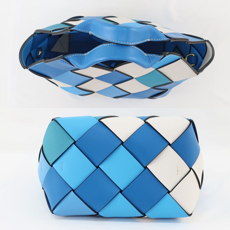 Loewe Woven Basket Bag Small Handbag Shoulder - 2WAY Leather Blue -