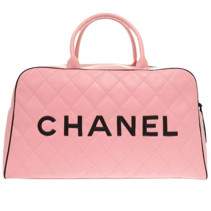 Chanel Matelasse Lambskin Pink Number 3 Logo Boston Bag 0475 Chanel