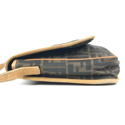 Fendi Shoulder Bag Zucca Logo Pvc/leather Brown
