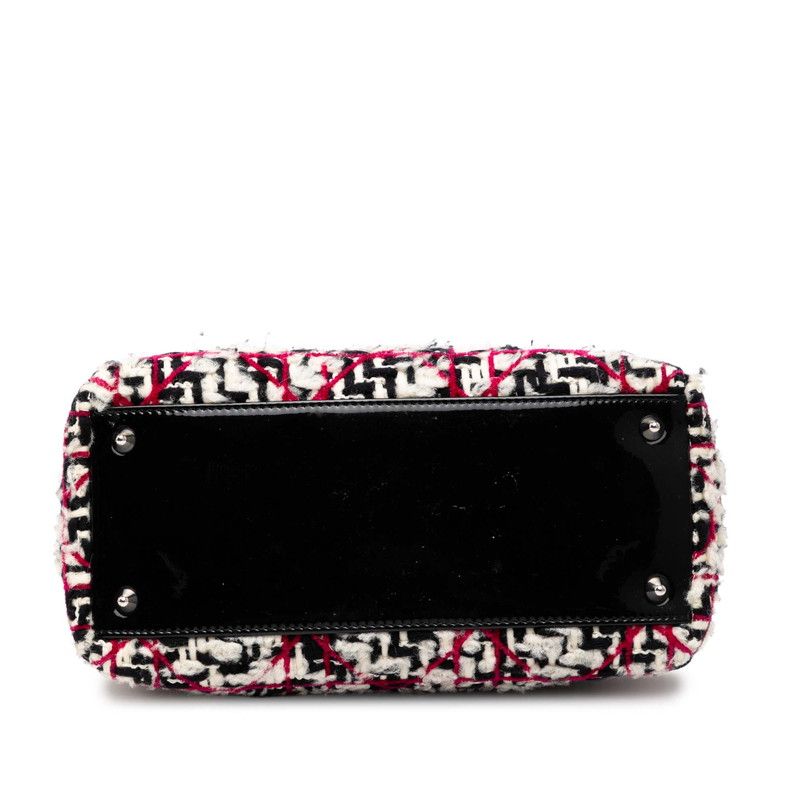 Dior Lady Dior Cannage Handbag Shoulder Bag 2WAY Black White Pink Tweed Leather