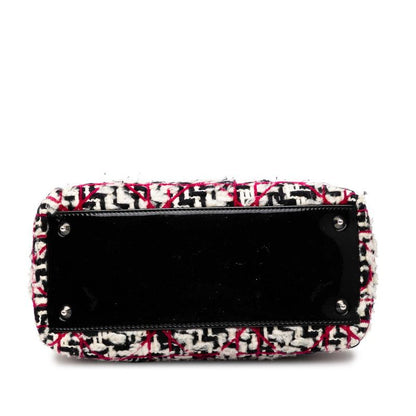 Dior Lady Dior Cannage Handbag Shoulder Bag 2WAY Black White Pink Tweed Leather