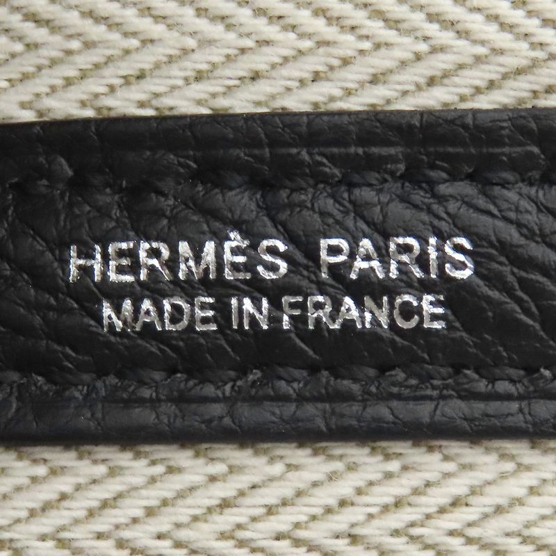 Hermes Tote Bag Garden Party PM Negonda Black Silver Hardware Black Engraved Z