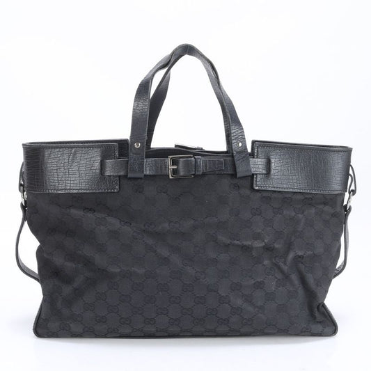 Gucci GG Canvas Leather Belt Tote Bag Shoulder Business Commuter Document Bag