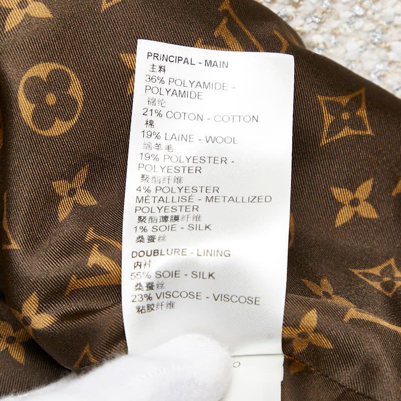 Louis Vuitton 22AW Tweed Jacket Size 36 Ivory Off-white Nylon Cotton Wool