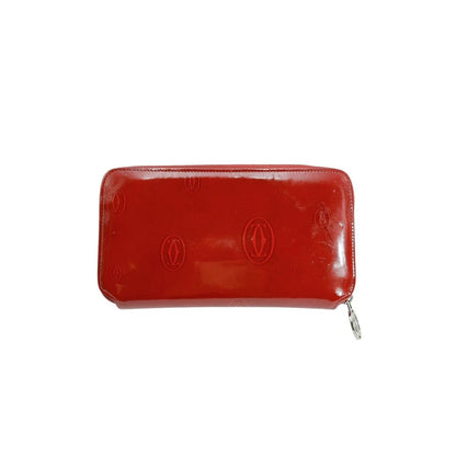 Cartier 2 C Motif Long Wallet Round Zipper Red