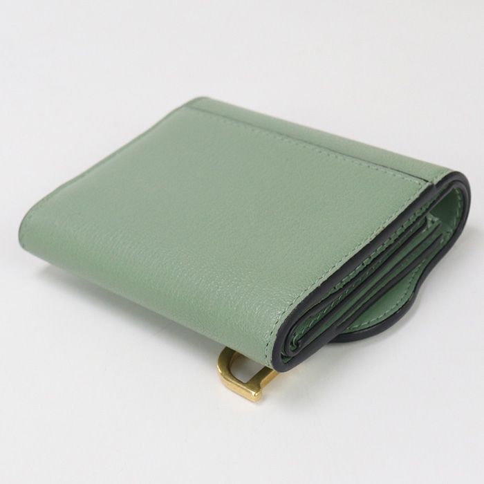 DIOR Lotus Wallet Saddle S5652 CCEH Tri-fold Wallet Leather Women's