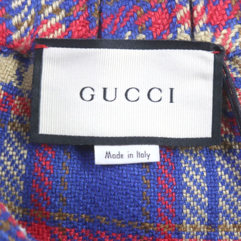 Gucci 20SS 630590 Linen Cotton Checked Embroidered Button Fly Tweed Shorts