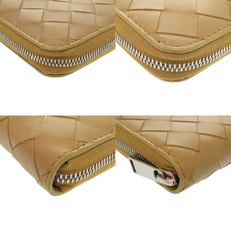 Bottega Veneta Intrecciato Leather Brown Round Zipper Long Wallet Brown 0387