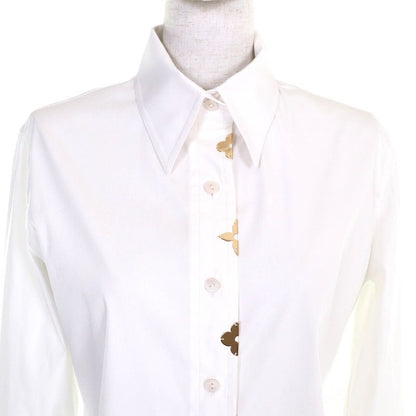 Louis Vuitton 25AW Cotton Logo Button Monogram Long Sleeve Shirt White Gold