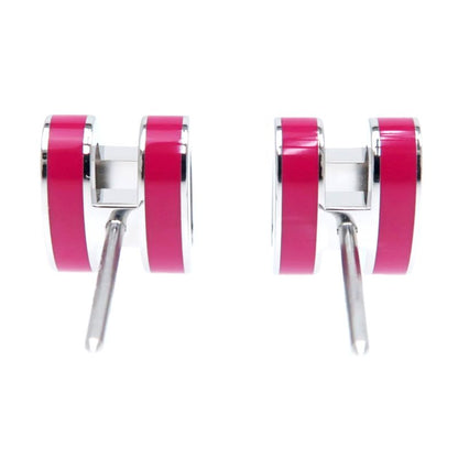 Hermes Earrings Pop Ash Mini H Pair Framboise Silver Color Jewelry