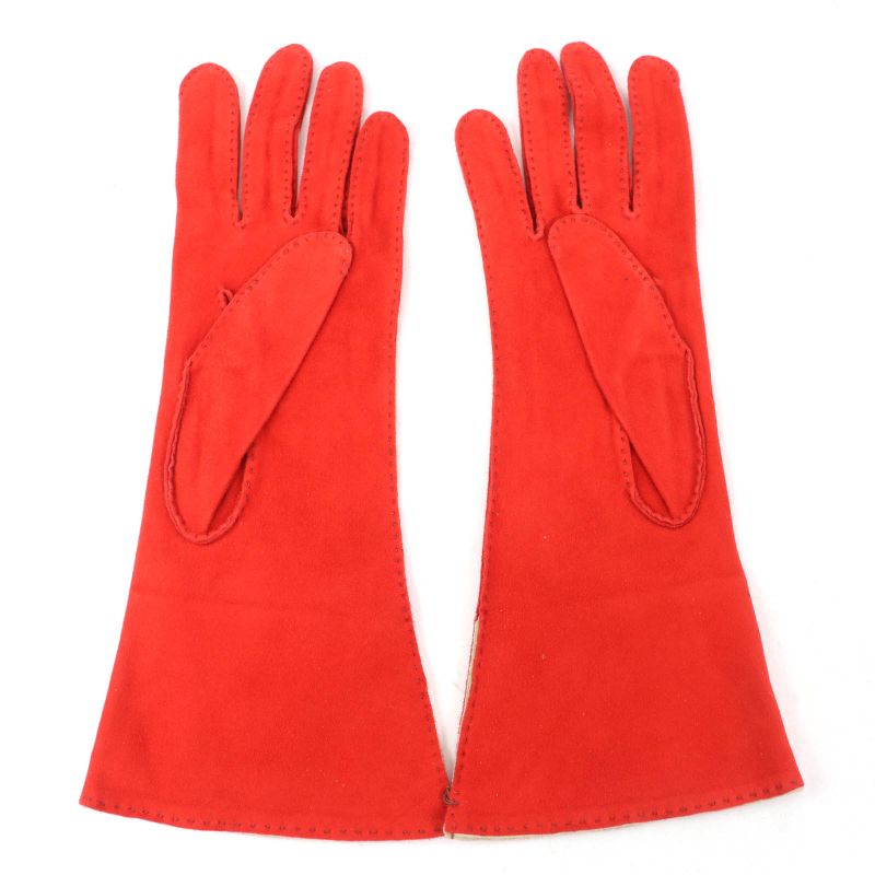 Hermes H Lift Suede Leather Gloves Fashion Accessories Orange 7 Made In France