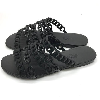 Hermes Rivage Chaine D'ancre Rubber Sandals Black 35