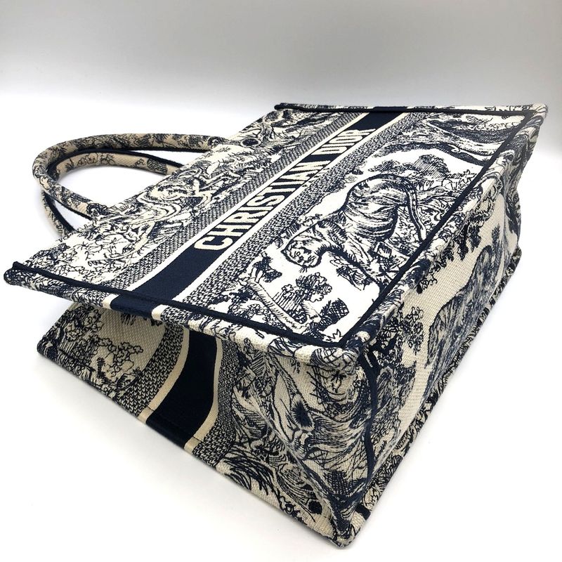 Christian DIOR Book Tote Medium Toile De Jouy Sauvage Tote Bag Navy Taiga -
