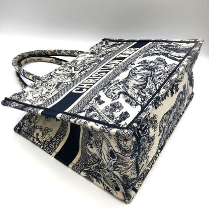Christian DIOR Book Tote Medium Toile De Jouy Sauvage Tote Bag Navy Taiga -
