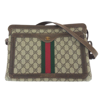 Gucci Vintage Old Gucci Sherry Line Beige Brown GG Supreme Canvas 010-378