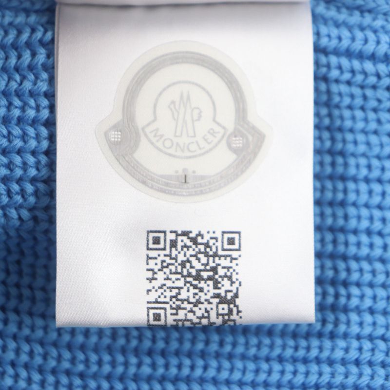Moncler Moncler 2023 100% Cotton Hat With Logo Patch Blue Knit Cap Blue Made