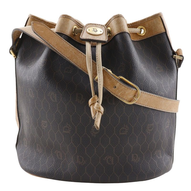 [dior] Christian Dior Honeycomb Pattern Vintage PVC Brown Ladies Shoulder Bag
