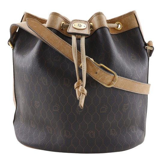 [dior] Christian Dior Honeycomb Pattern Vintage PVC Brown Ladies Shoulder Bag