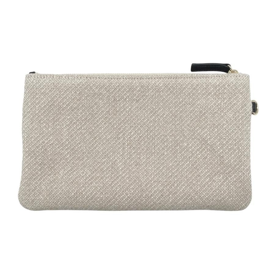 Chanel Tote Bag Deauville MM A67001 Canvas Chain Logo Beige Black Gold Hardware