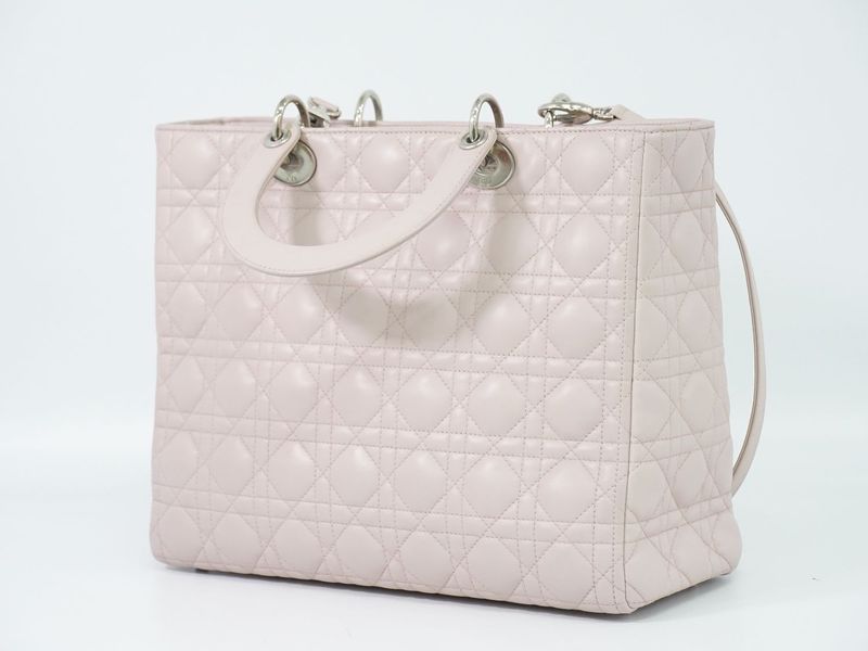 Authentic Christian DIOR Lady Dior Cannage 2WAY Shoulder Bag Handbag Leather