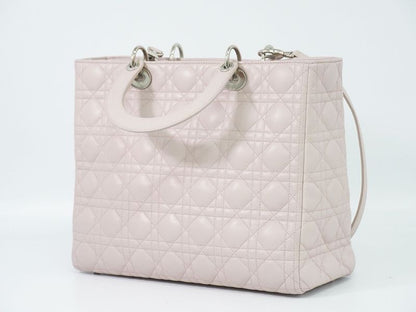 Authentic Christian DIOR Lady Dior Cannage 2WAY Shoulder Bag Handbag Leather