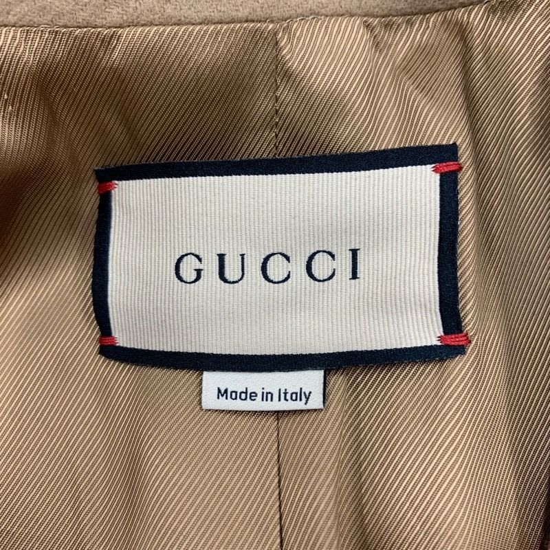 Gucci Single Breasted Coat Outer Chester Long Wool Beige Black