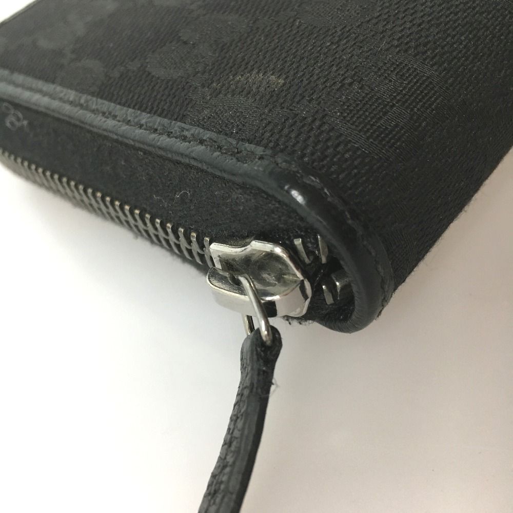 Gucci GG Canvas X Leather Round Zipper Long Wallet 307980 Black