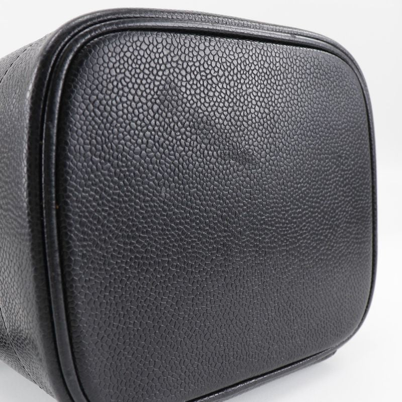 Chanel Vanity Coco Mark Handbag Caviar Skin Black Ladies Handbag