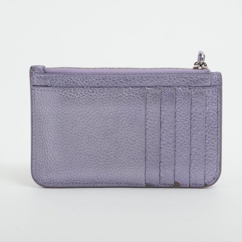 Balenciaga Leather Coin Case 637130 Metallic Purple Made In Italy