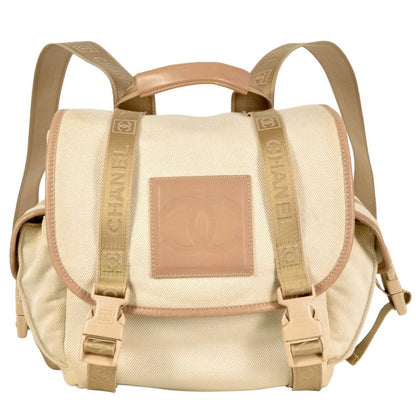 Chanel Coco Mark Sport Line Backpack Canvas Beige