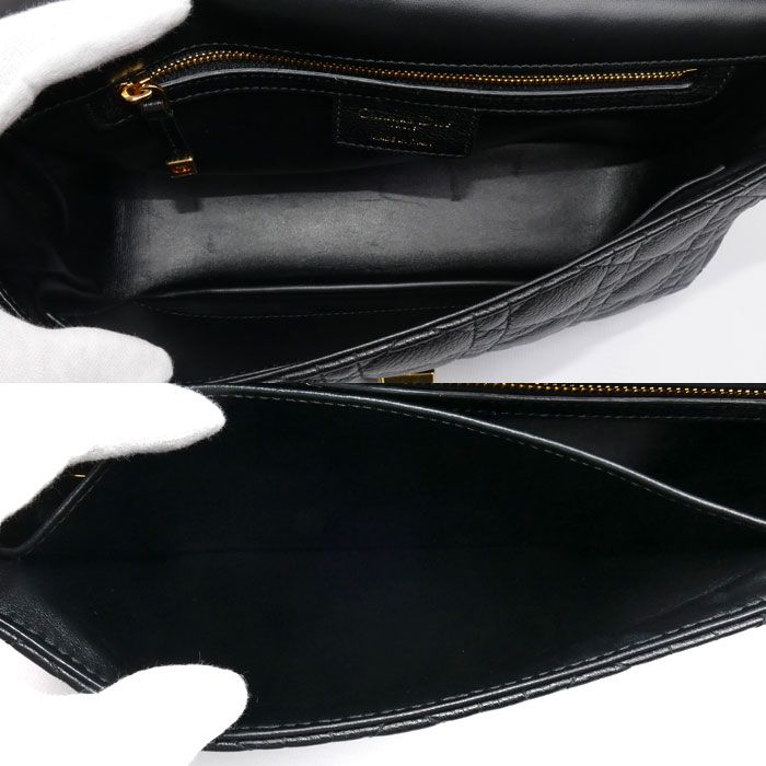 Christian DIOR Caro Medium Cannage Chain Shoulder Bag Black M9242uwhc_m900