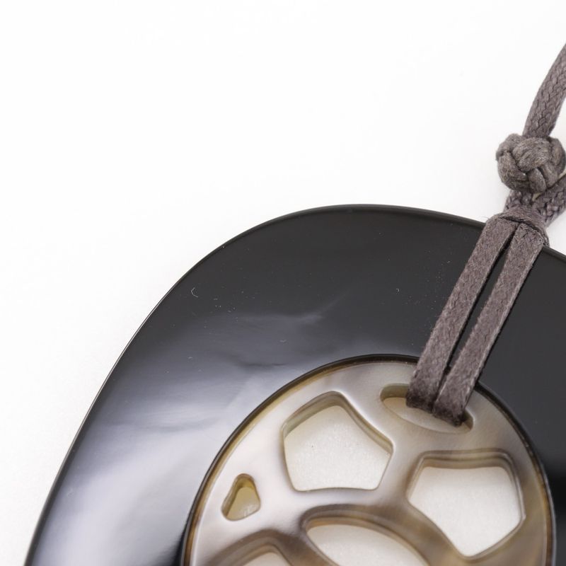 Hermes Lift GM Buffalo Horn Black Ladies 25.1g Necklace