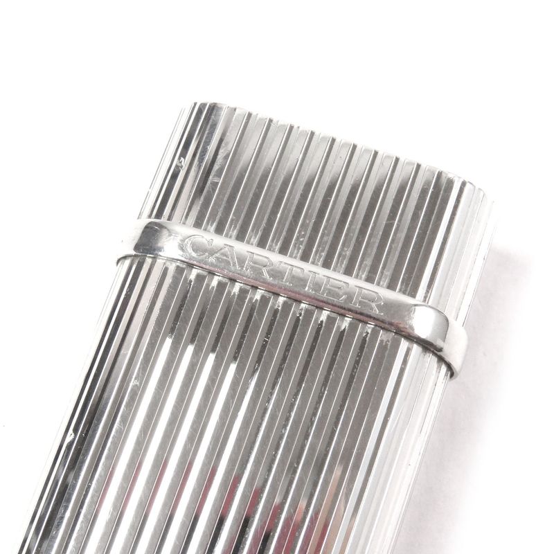 Cartier Godron Stripe Pattern Oval Shape Gas Lighter Smoking Tool