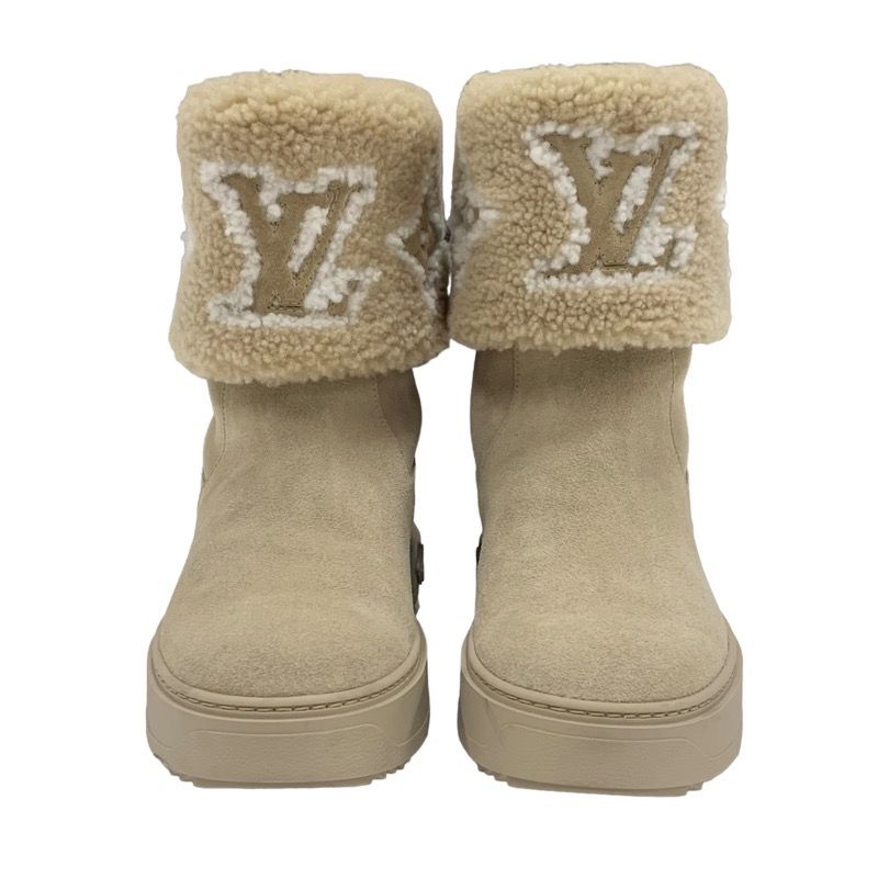 Louis Vuitton Snowdrop Line Monogram Boots Short Boots Mouton Boots Folded