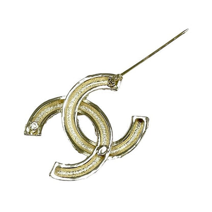 Chanel Brooch Corsage Gold Pink Here Mark Rhinestone Pearl