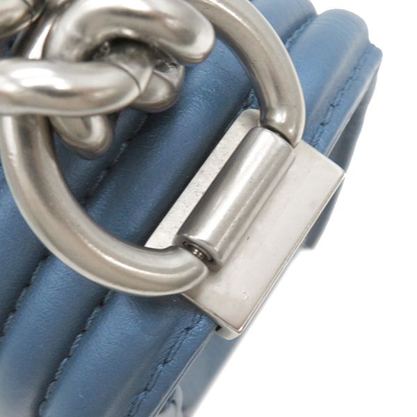 Chanel Shoulder Bag Boy Chanel Calf Metallic Blue Silver Hardware Blue Shoulder