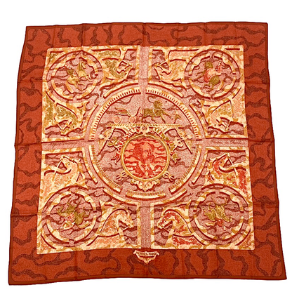Hermes Peintre DU Cheval Painter Painting Horses Carre 90 100% Silk Scarf Red