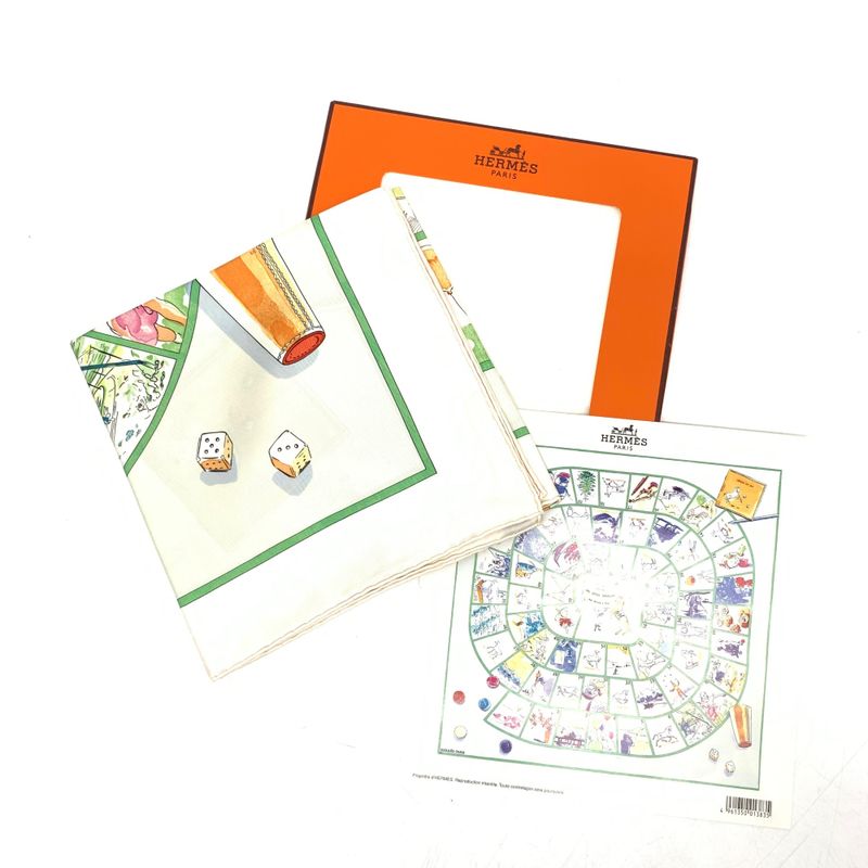 Hermes Carre 90 Le Jeu Des Petits Bonheurs Small Happy Game Scarf 100% Silk