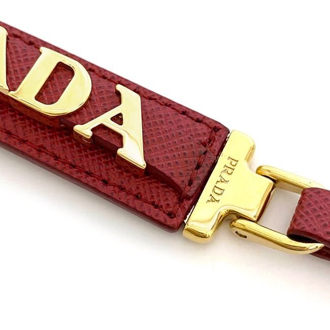 Prada Logo Key Ring Red Saffiano 1 pp067 Leather