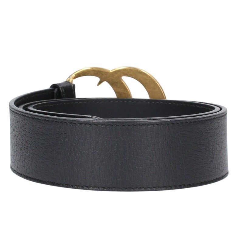 Gucci 406831 Double G Buckle Leather Belt Men's 80